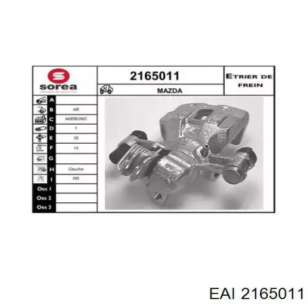 2165011 EAI pinza de freno trasera izquierda