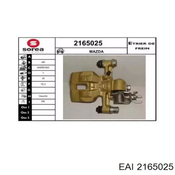 2165025 EAI pinza de freno trasera izquierda