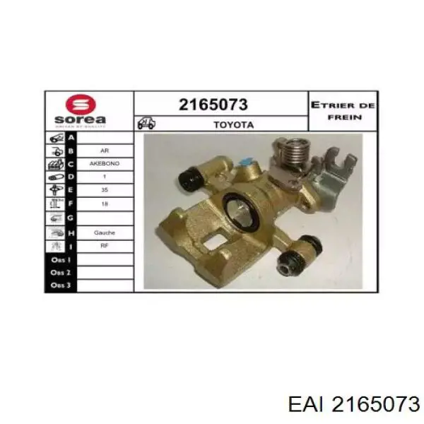 2165073 EAI pinza de freno trasera izquierda