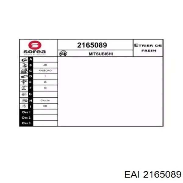 2165089 EAI pinza de freno trasera izquierda