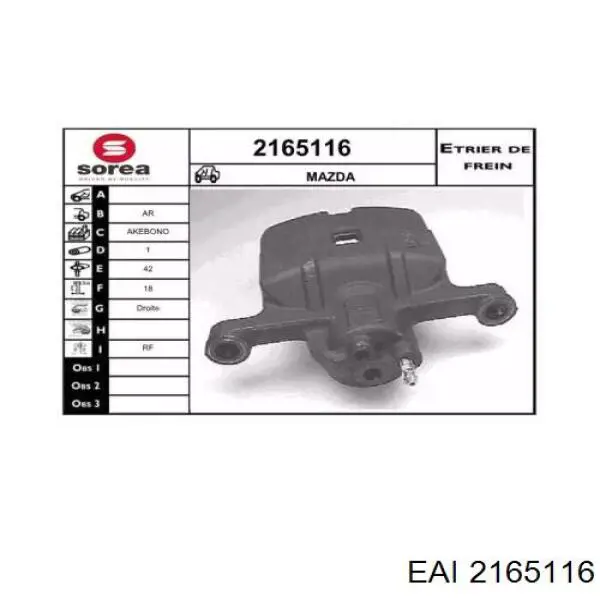 2165116 EAI pinza de freno trasero derecho