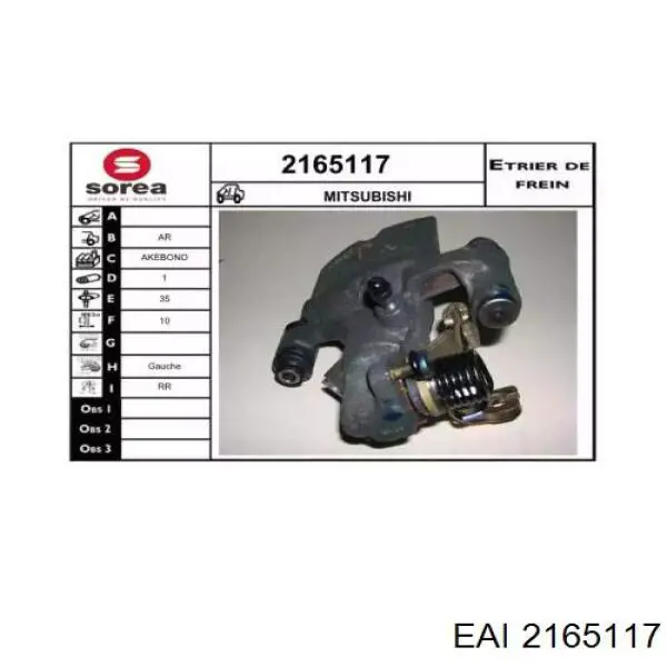 2165117 EAI pinza de freno trasera izquierda