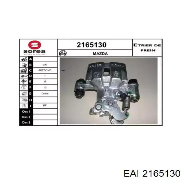 2165130 EAI pinza de freno trasero derecho