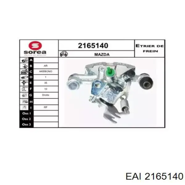 2165140 EAI pinza de freno trasero derecho