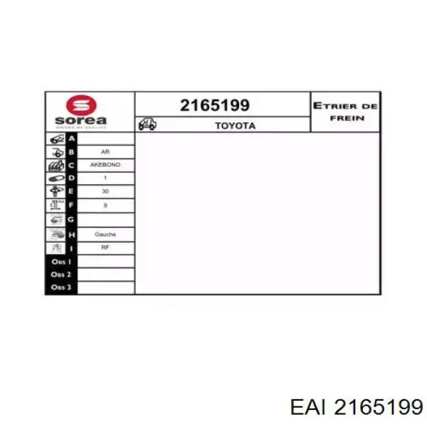 2165199 EAI pinza de freno trasera izquierda