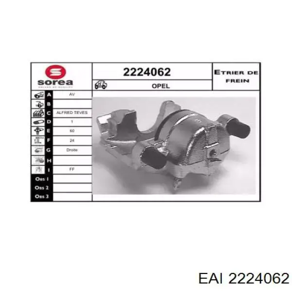 2224062 EAI pinza de freno delantera derecha