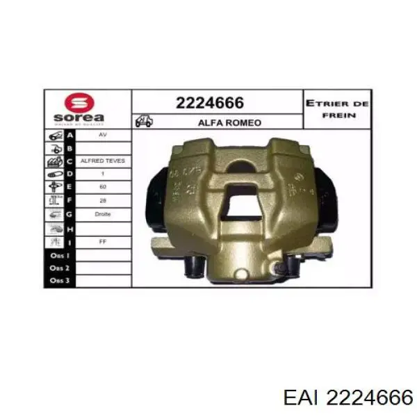 2224666 EAI pinza de freno delantera derecha