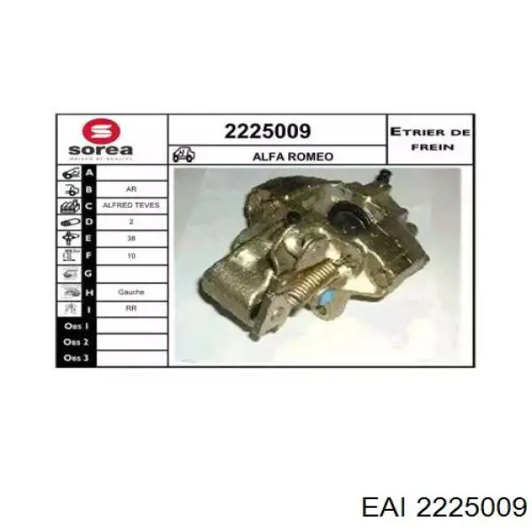 2225009 EAI pinza de freno trasera izquierda