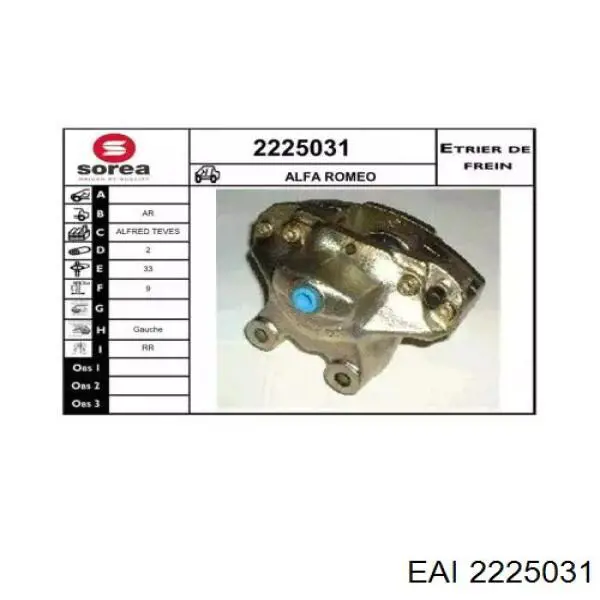 2225031 EAI pinza de freno trasera izquierda