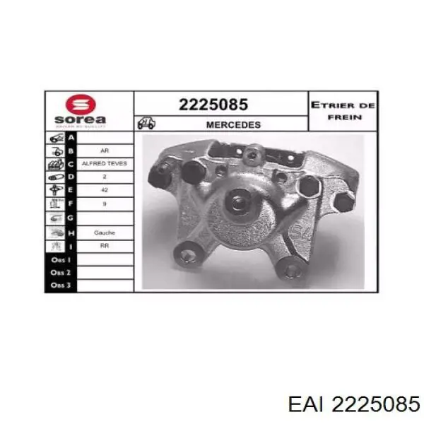 2225085 EAI pinza de freno trasera izquierda