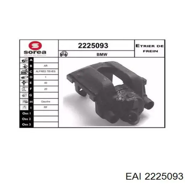 2225093 EAI pinza de freno trasero derecho