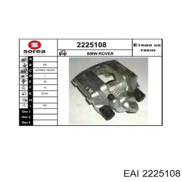 2225108 EAI pinza de freno trasero derecho