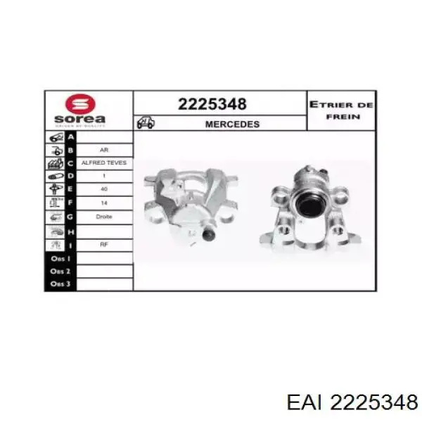 2225348 EAI pinza de freno trasero derecho