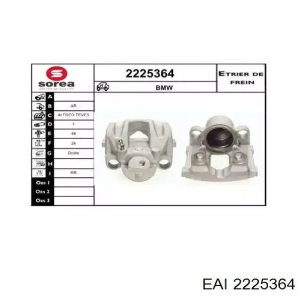 2225364 EAI pinza de freno trasero derecho