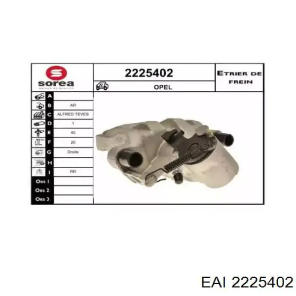 2225402 EAI pinza de freno trasero derecho