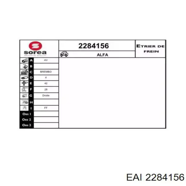 2284156 EAI pinza de freno delantera derecha