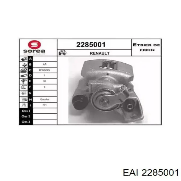 2285001 EAI pinza de freno trasera izquierda