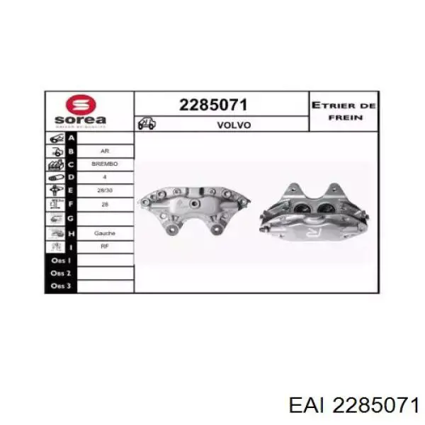 2285071 EAI pinza de freno trasera izquierda