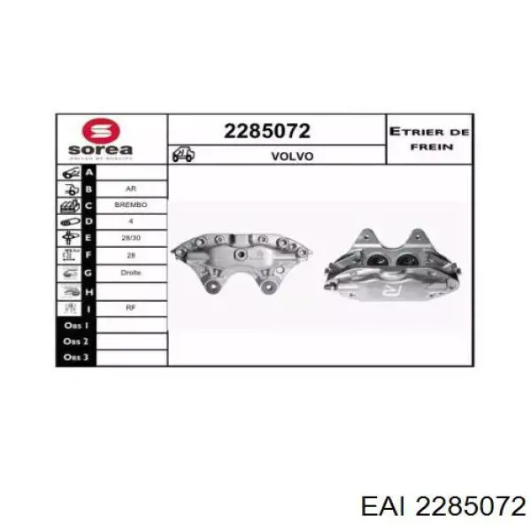 2285072 EAI pinza de freno trasero derecho