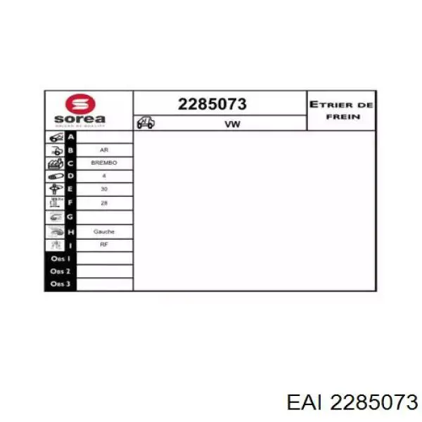 2285073 EAI pinza de freno trasera izquierda