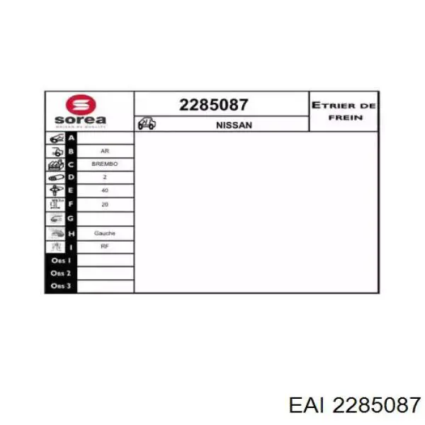 2285087 EAI pinza de freno trasera izquierda