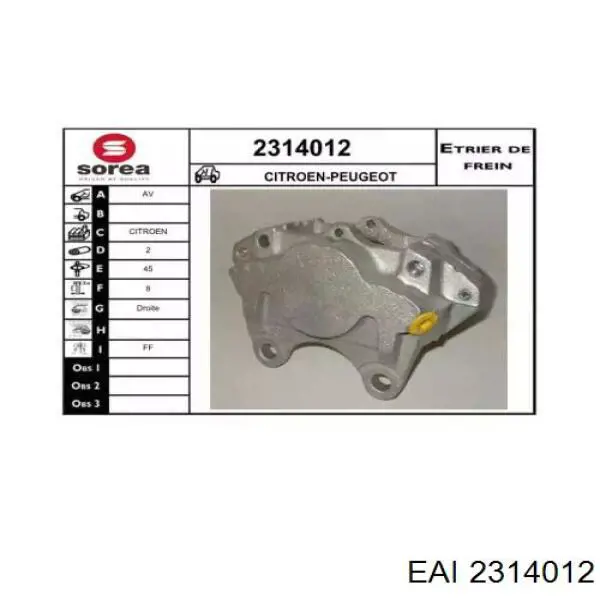 2314012 EAI pinza de freno delantera derecha