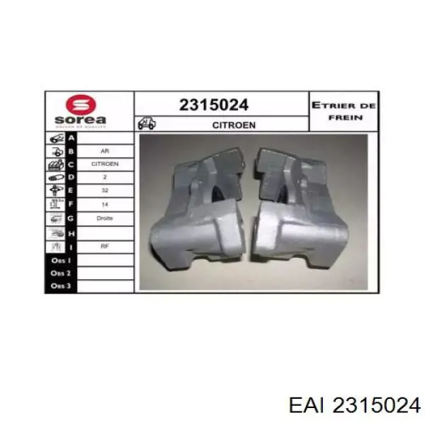 2315024 EAI pinza de freno trasero derecho