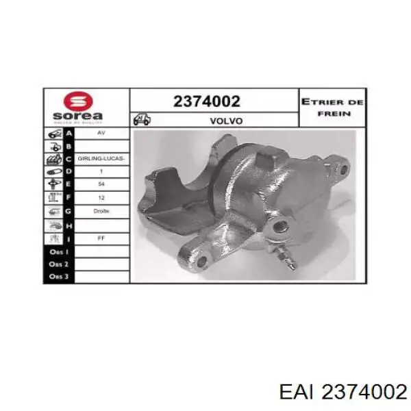 2374002 EAI pinza de freno delantera derecha