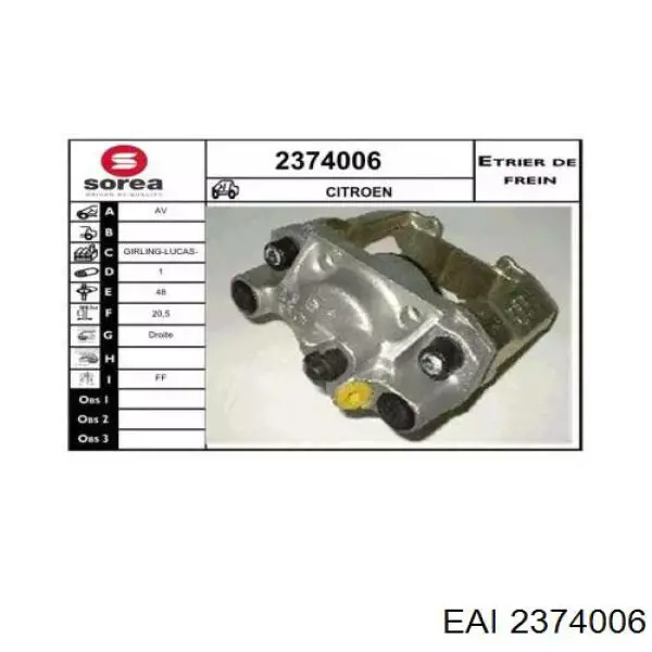 2374006 EAI pinza de freno delantera derecha