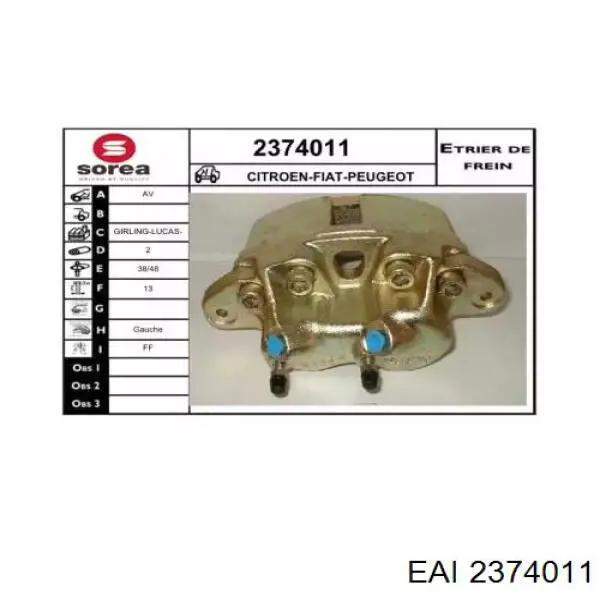 2374011 EAI pinza de freno delantera izquierda