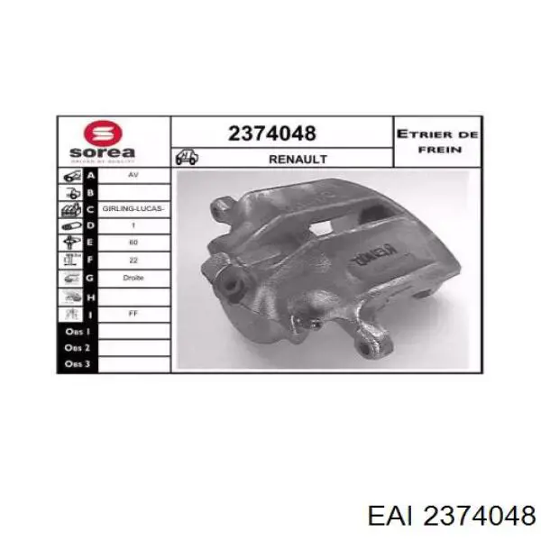 2374048 EAI pinza de freno delantera derecha