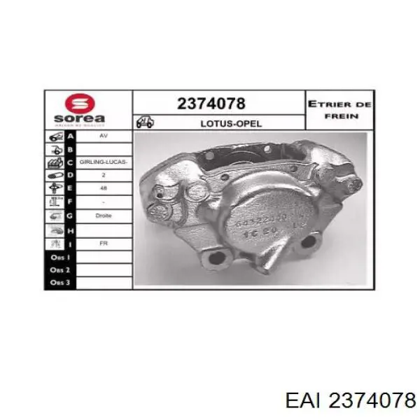 2374078 EAI pinza de freno delantera izquierda