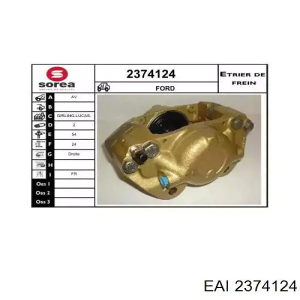 2374124 EAI pinza de freno delantera derecha