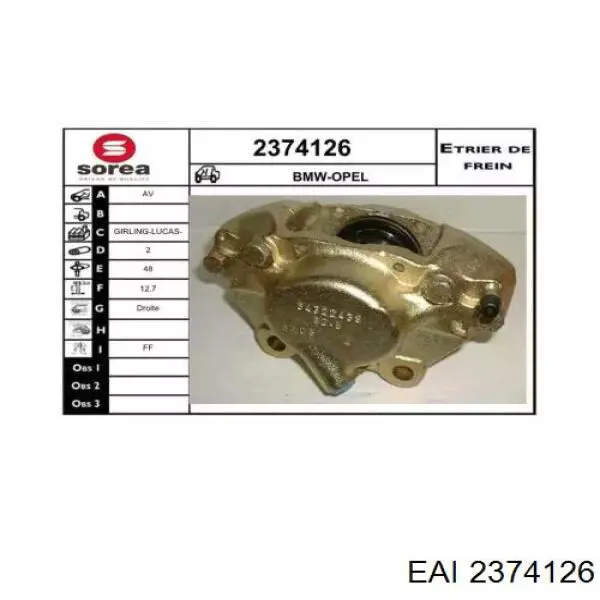 2374126 EAI pinza de freno delantera derecha