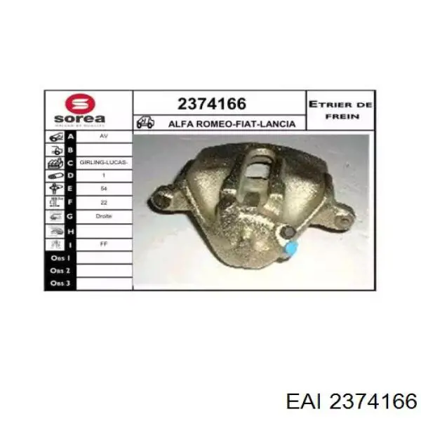 2374166 EAI pinza de freno delantera derecha