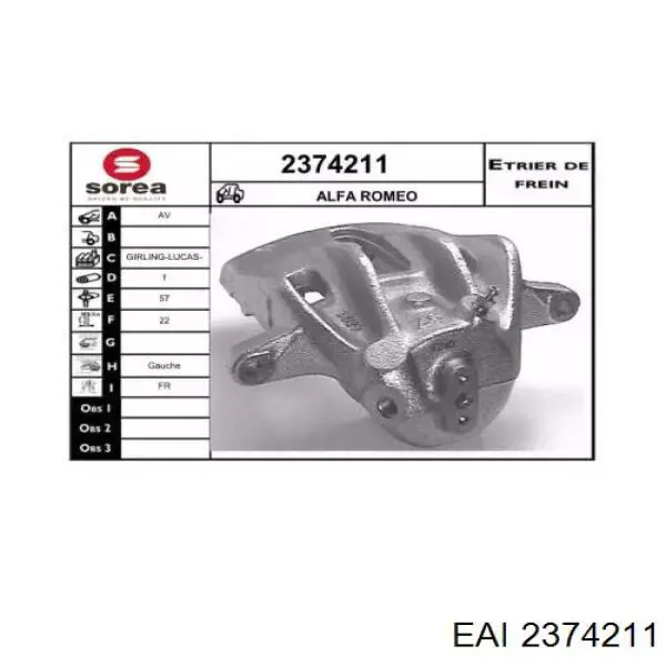 2374211 EAI pinza de freno delantera izquierda