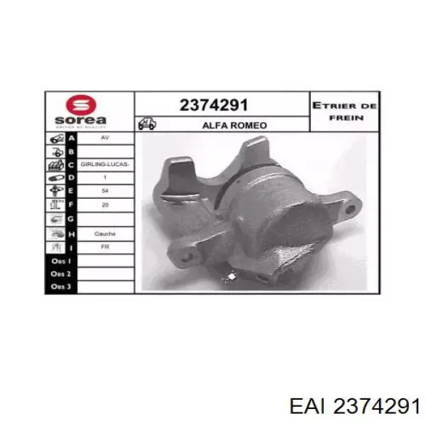 2374291 EAI pinza de freno delantera izquierda