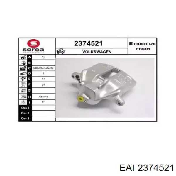 2374521 EAI pinza de freno delantera izquierda