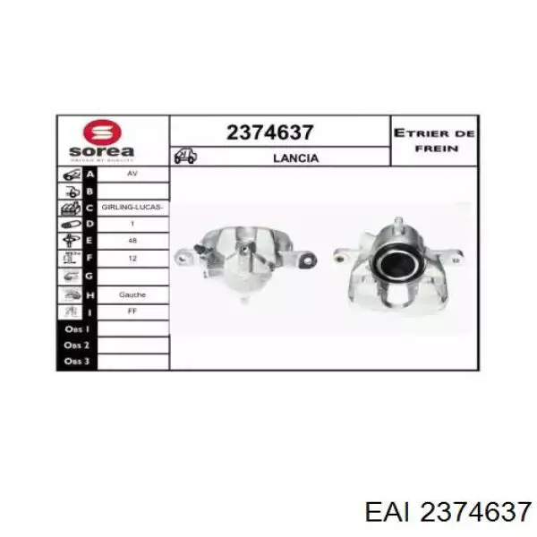 2374637 EAI pinza de freno delantera izquierda