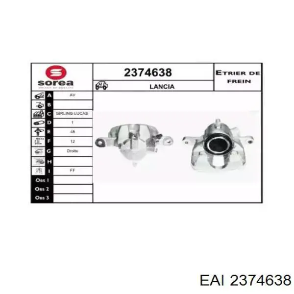 2374638 EAI pinza de freno delantera derecha