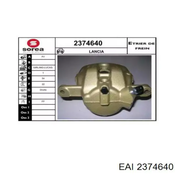 2374640 EAI pinza de freno delantera derecha