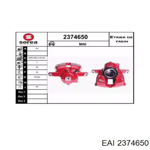 2374650 EAI pinza de freno delantera derecha