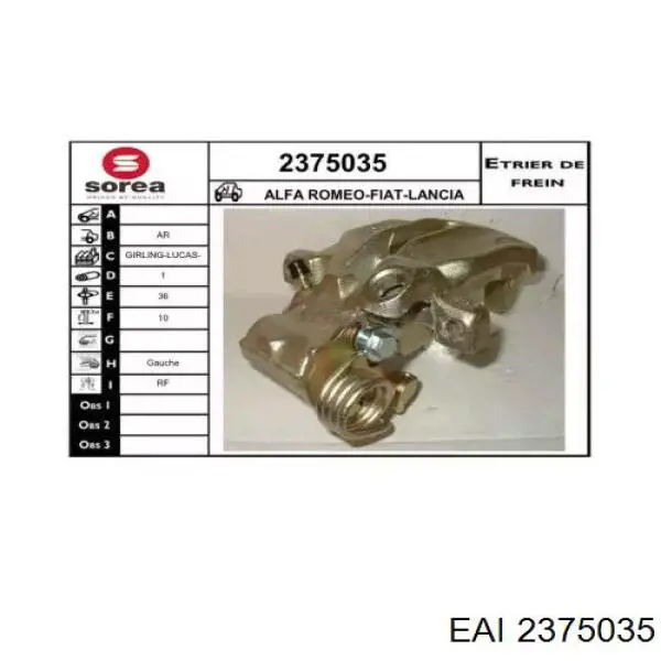 2375035 EAI pinza de freno trasera izquierda