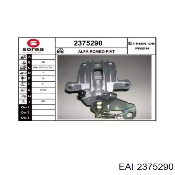 2375290 EAI pinza de freno trasero derecho