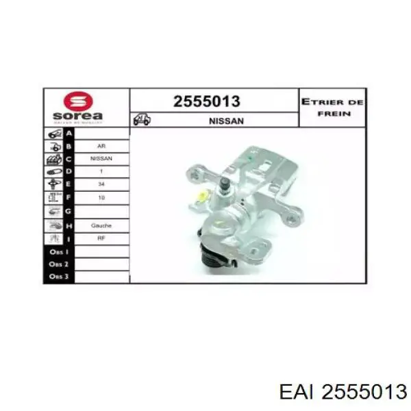 2555013 EAI pinza de freno trasera izquierda