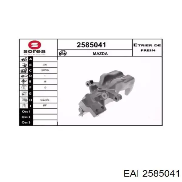 2585041 EAI pinza de freno trasera izquierda