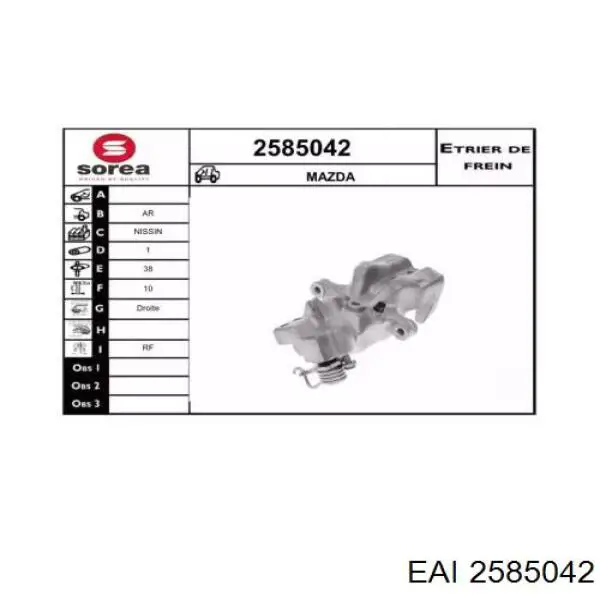 2585042 EAI pinza de freno trasero derecho