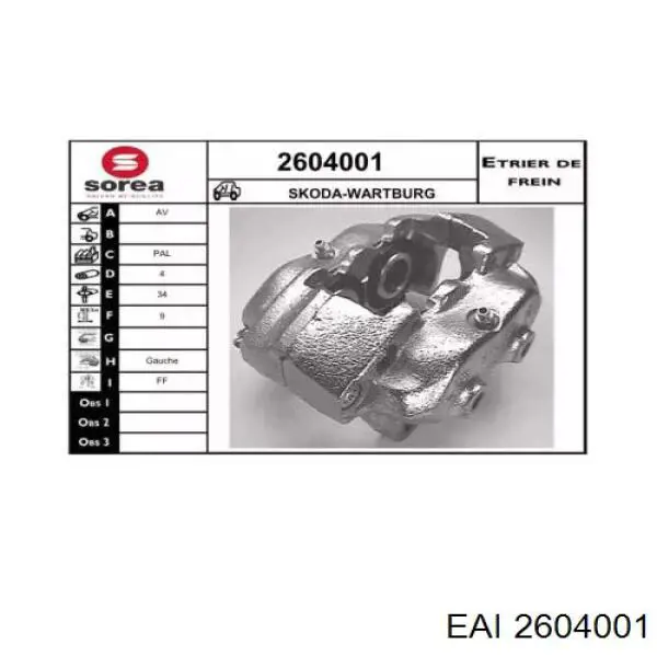 2604001 EAI pinza de freno delantera izquierda