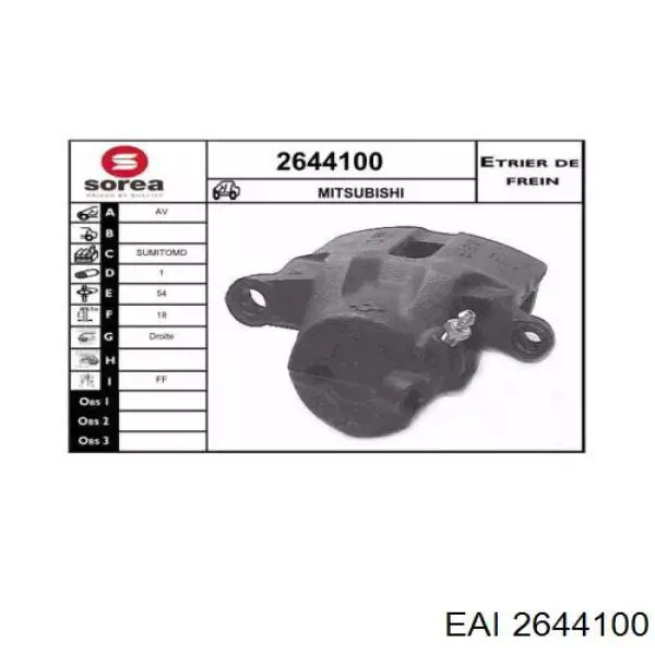 2644100 EAI pinza de freno delantera derecha