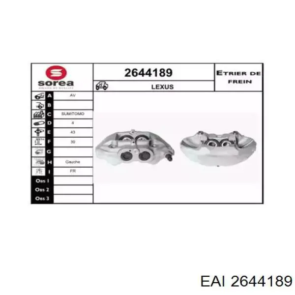 Pinza de freno, Eje delantero izquierda Lexus LS (UCF30)